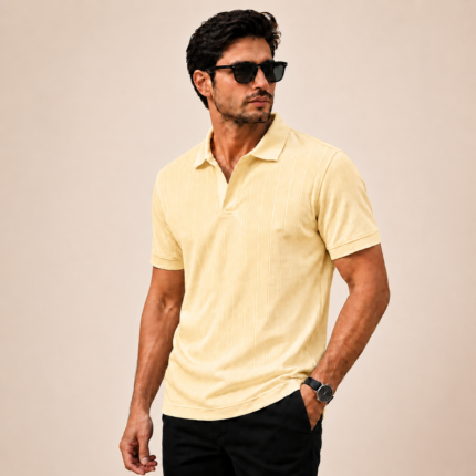 Drop Needle knit POLO Twilight Cream