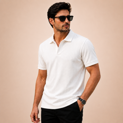Drop Needle knit POLO Twilight Cream